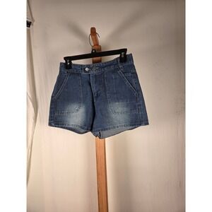 High Waisted Denim Shorts Medium Wash Double Button Front Pockets Womens Size M